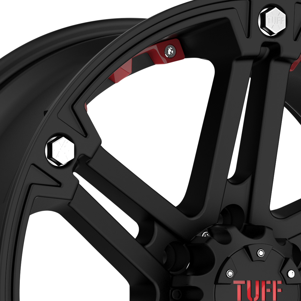 TUFF T01 Flat Black with Red Inserts