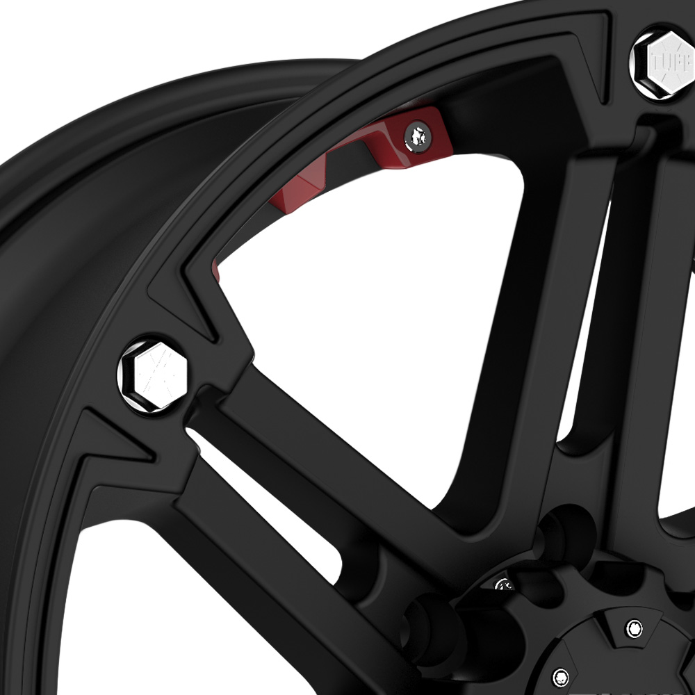 TUFF T01 Flat Black with Red Accents